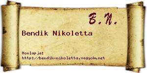 Bendik Nikoletta névjegykártya